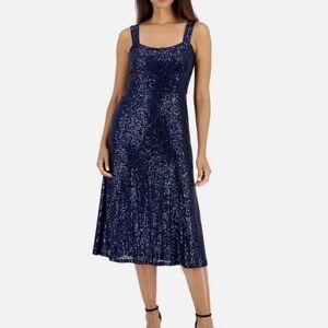 Dress Anne Klein Midnight Blue Sequin Midi Dress